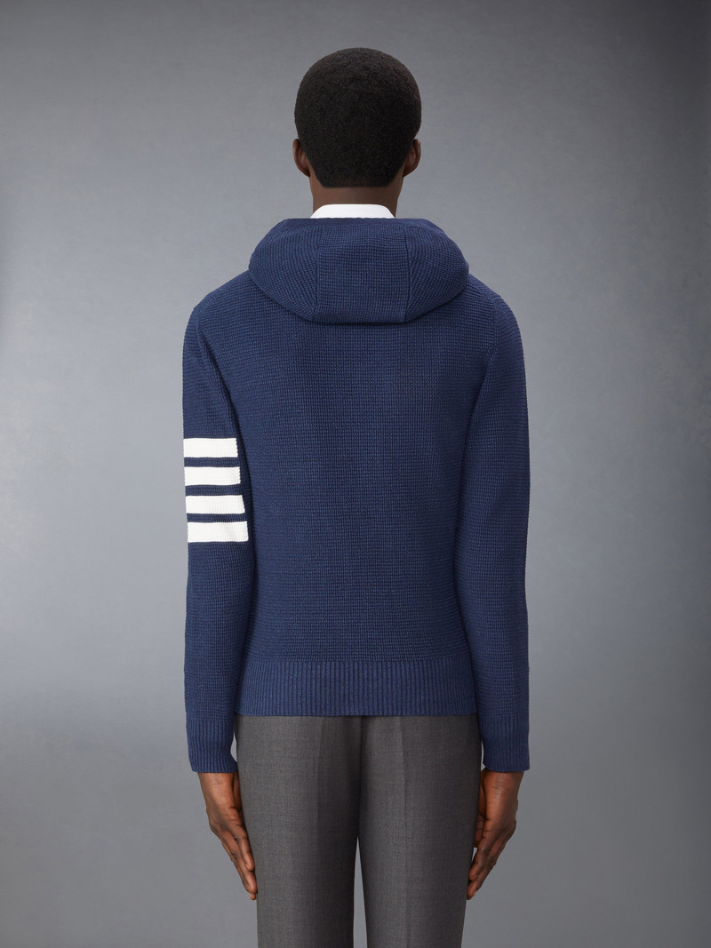 Thom Browne 4-Bar stripe waffle-knit hoodie outlook