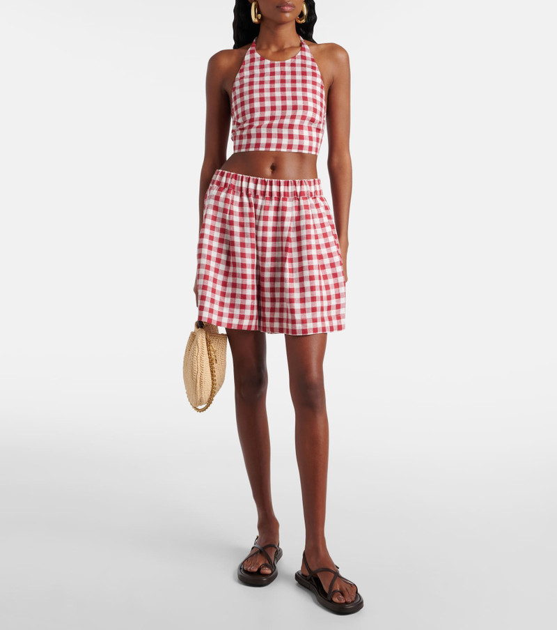 ASCENO Marseille gingham linen crop top outlook