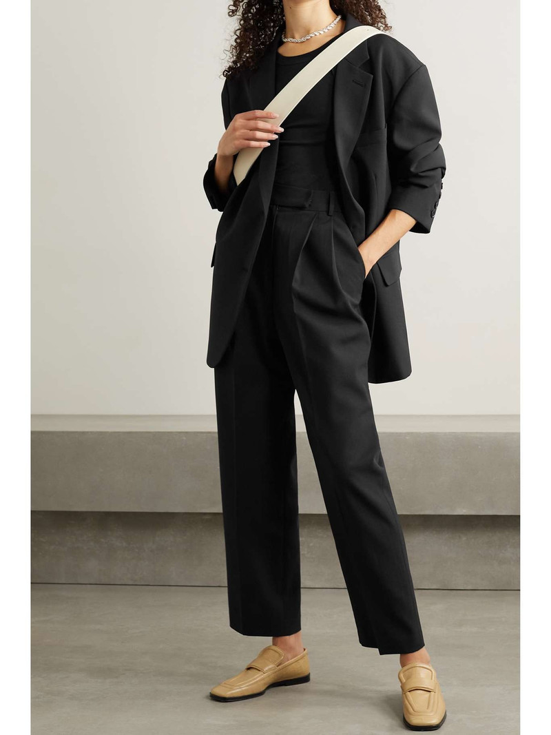 The Frankie Shop Bea pleated crepe straight-leg pants outlook