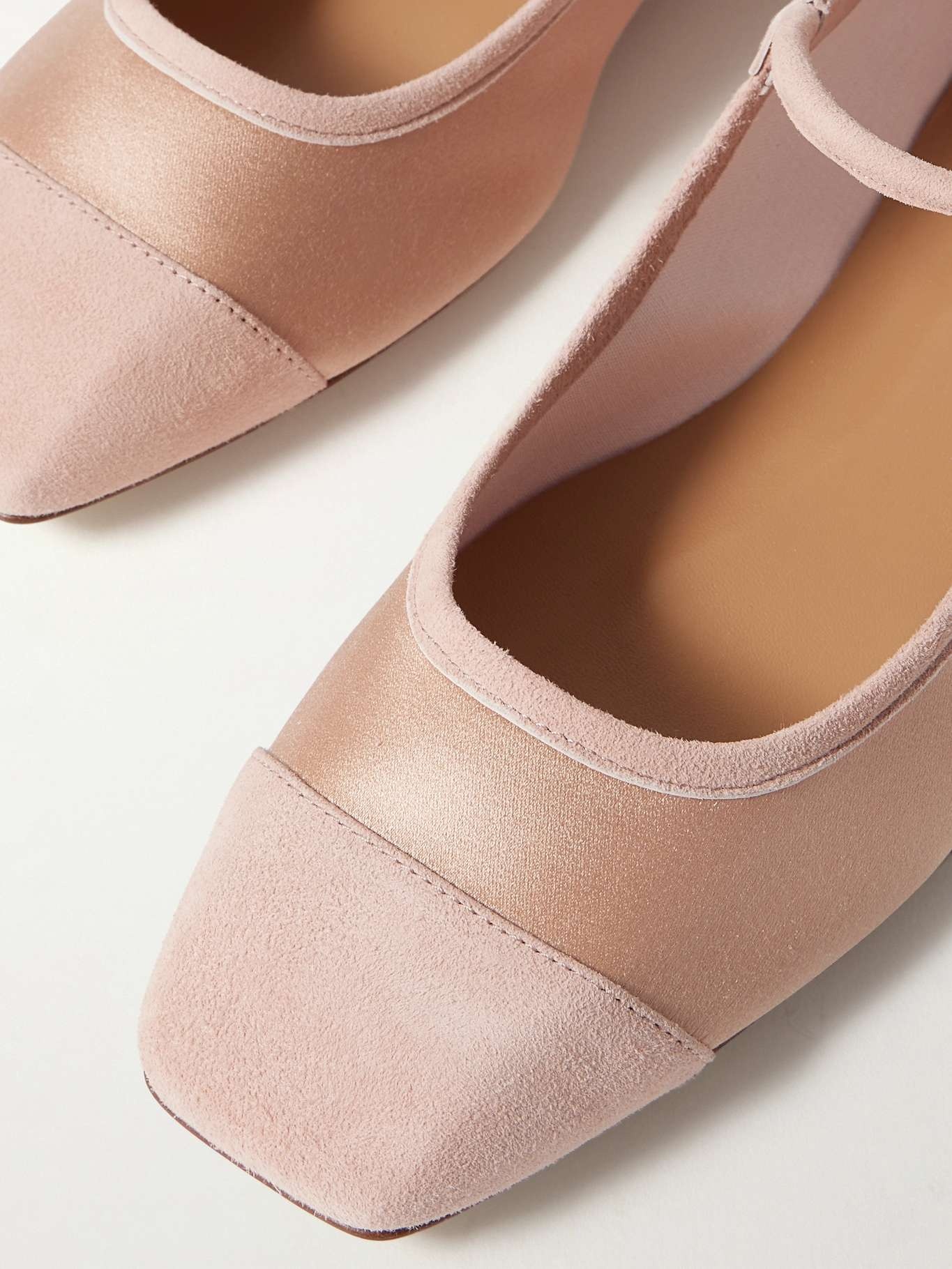 Uma satin and suede Mary Jane flats Peach - 4