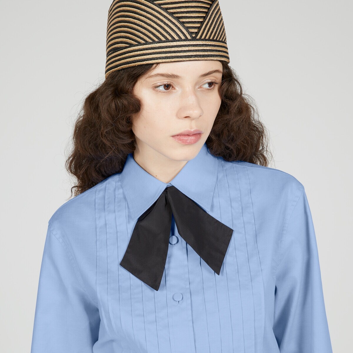 Oxford cotton shirt with pleats - 4