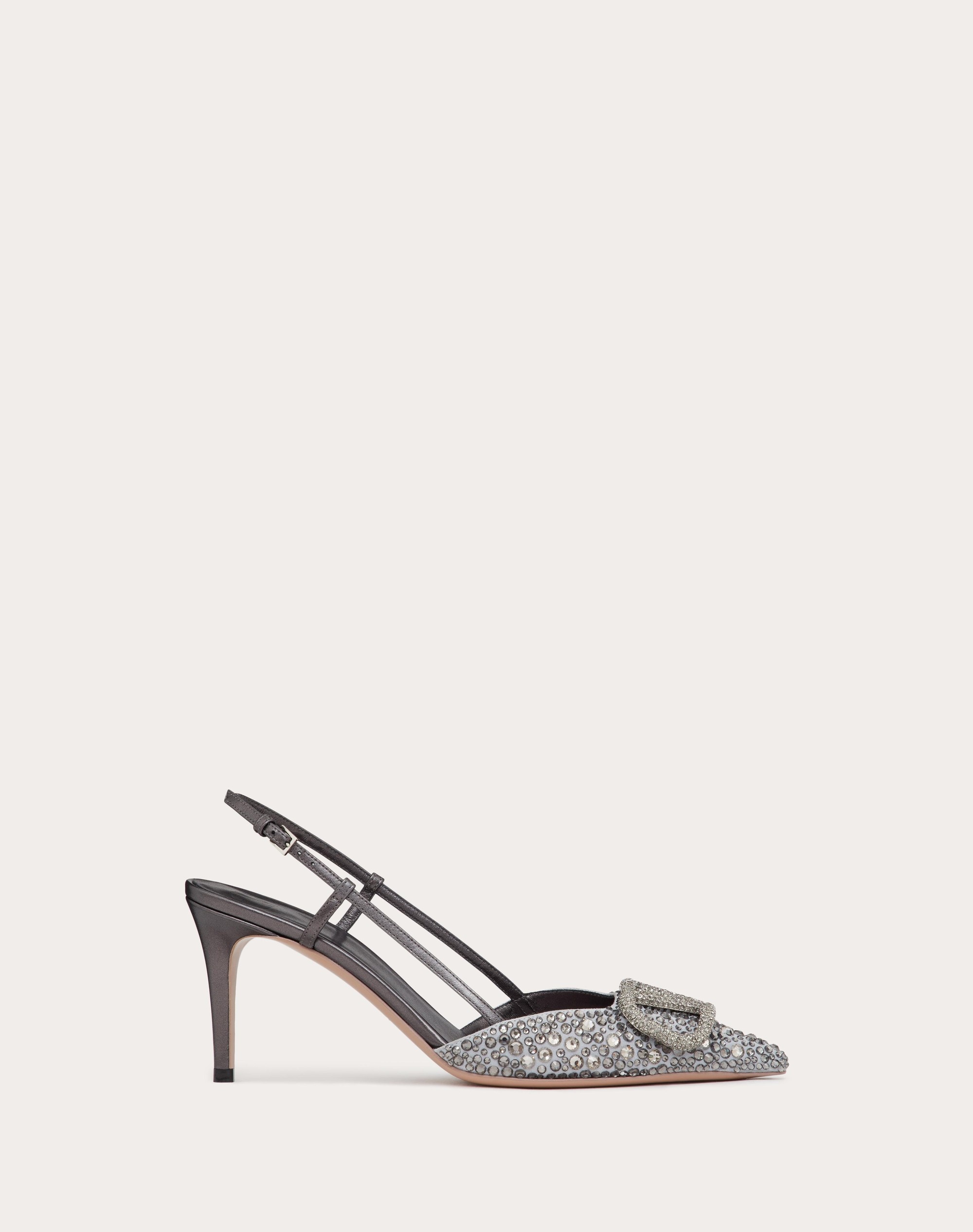 EMBROIDERED VLOGO SIGNATURE SLINGBACK PUMP WITH CRYSTALS 80 MM - 1