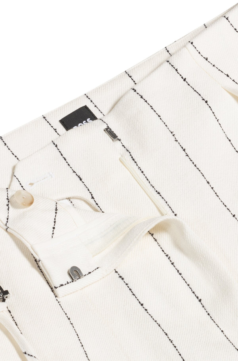 BOSS LOOSE-FIT SUIT TROUSERS IN STRIPED LINEN-BLEND BOUCLÉ outlook