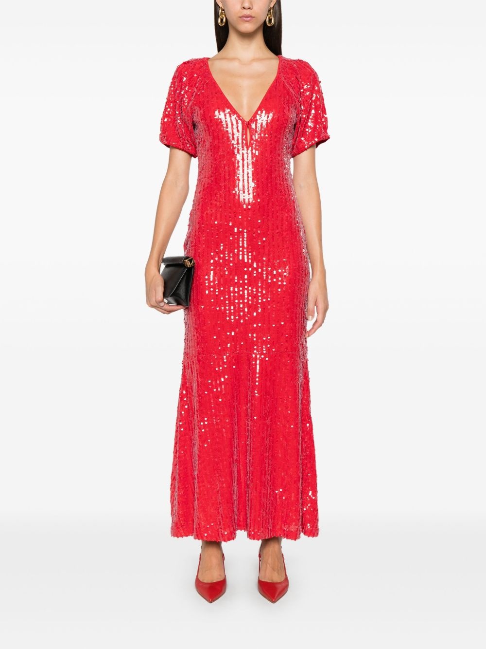 sequins V-neck midi dress - 2