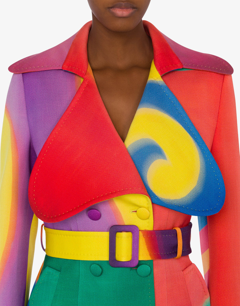 PROJECTION PRINT WOOL CANVAS TRENCH COAT 4