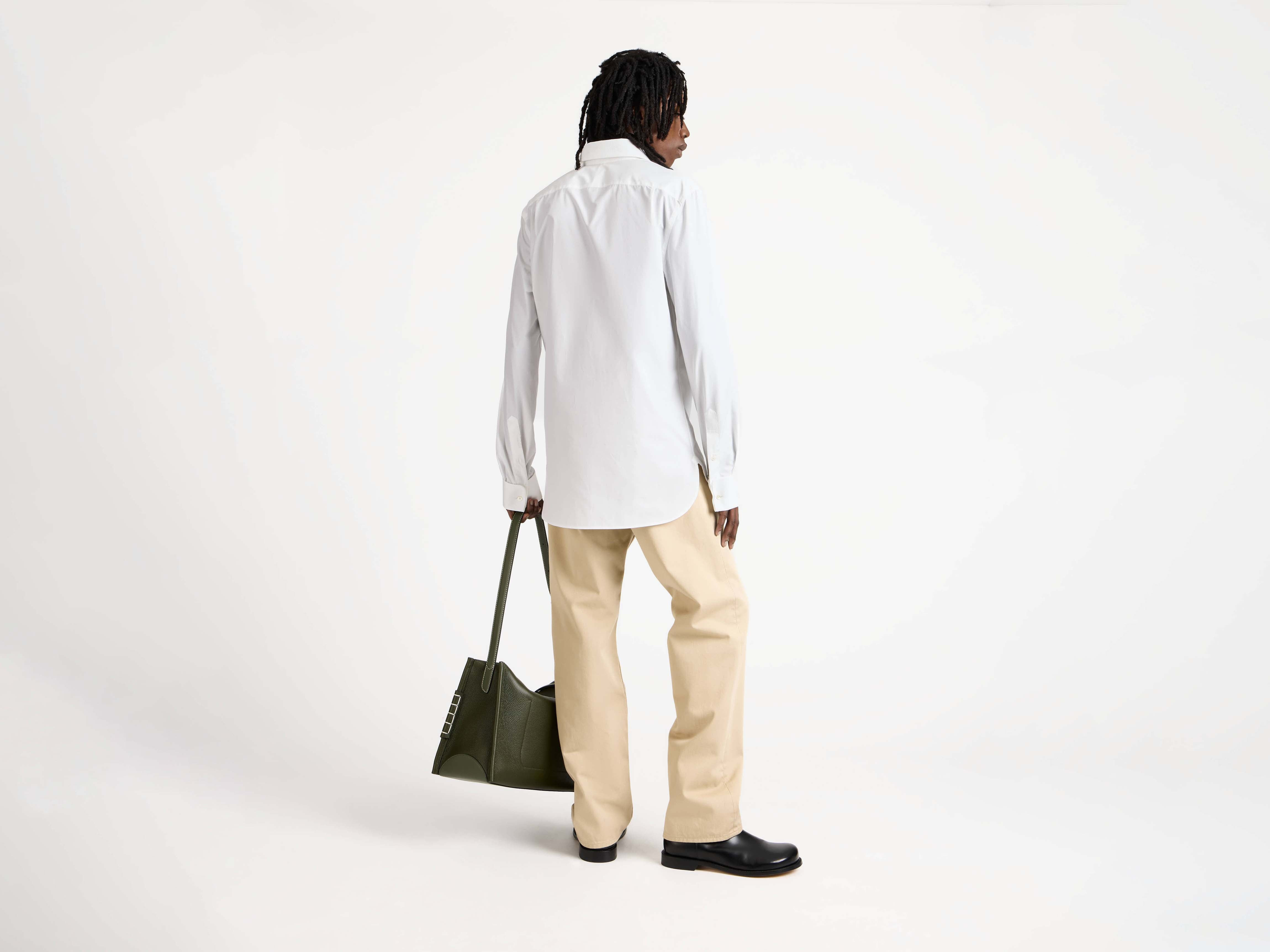 PLEATED FRONT TUXEDO SHIRT IN WHITE - 3