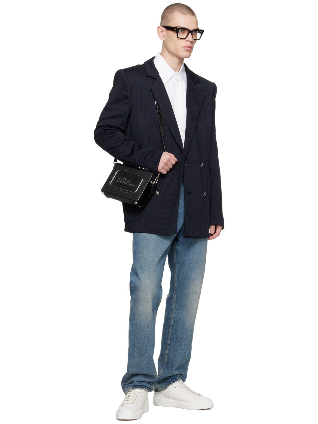Navy Casual Mini Monogram Blazer - 4
