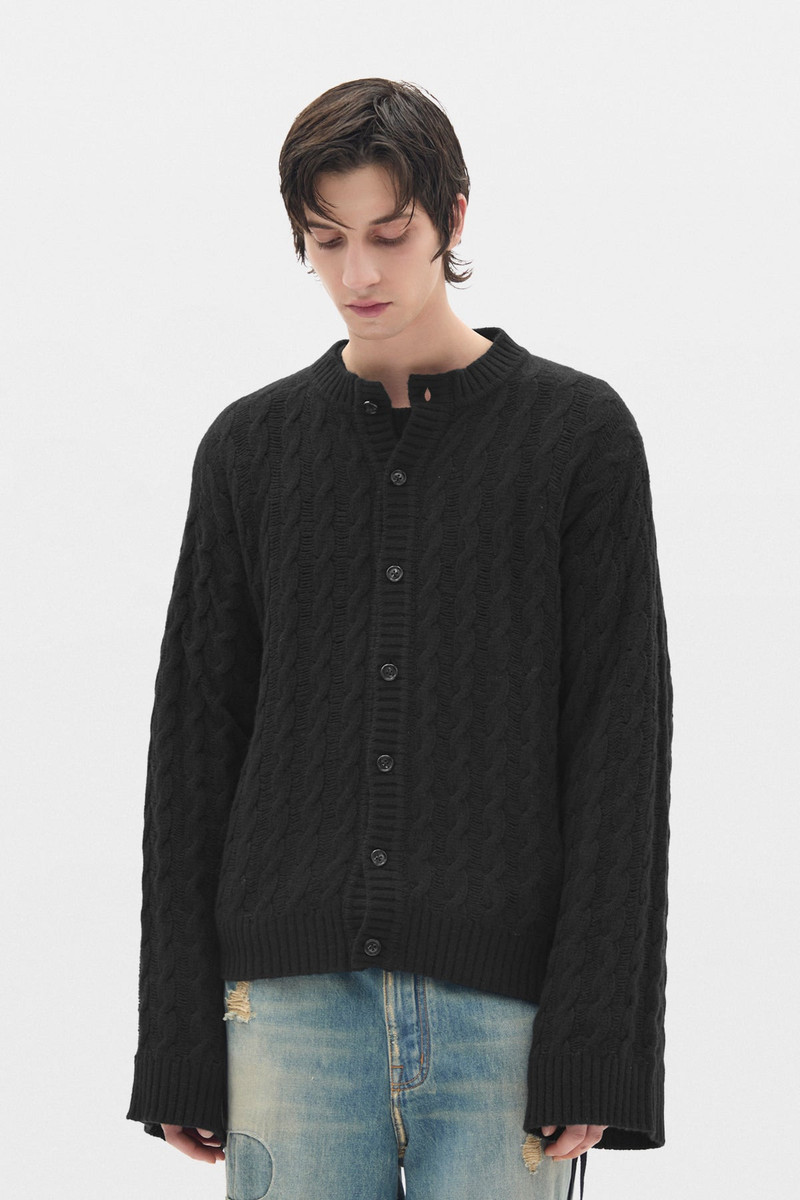 Jeff Cable Knit Ladder Stitch Cardigan 1