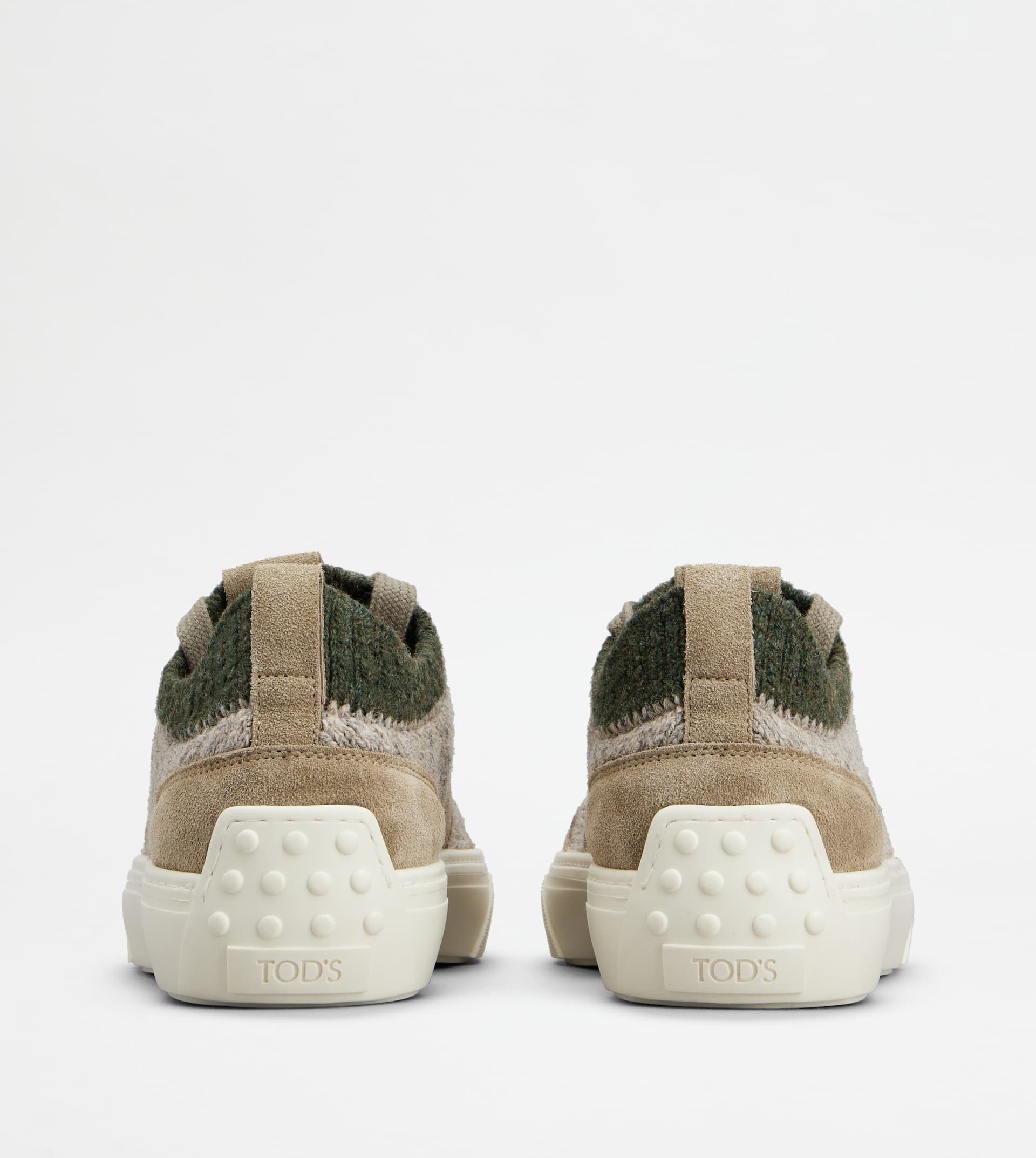 SNEAKERS IN SUEDE AD KNIT - BEIGE, GREEN - 3