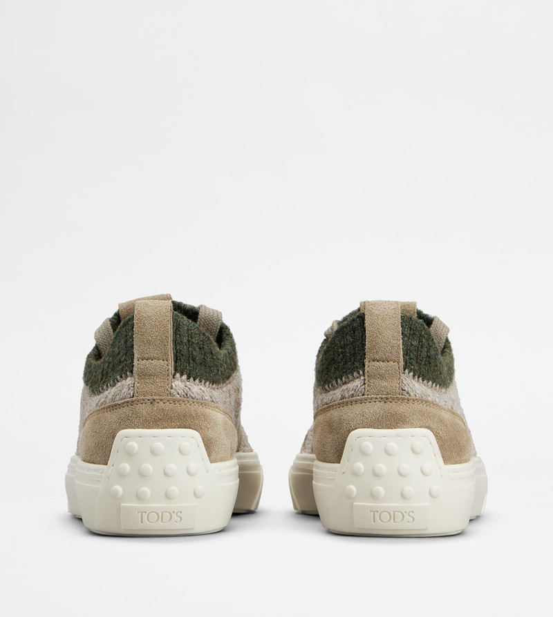 SNEAKERS IN SUEDE AD KNIT - BEIGE, GREEN 3