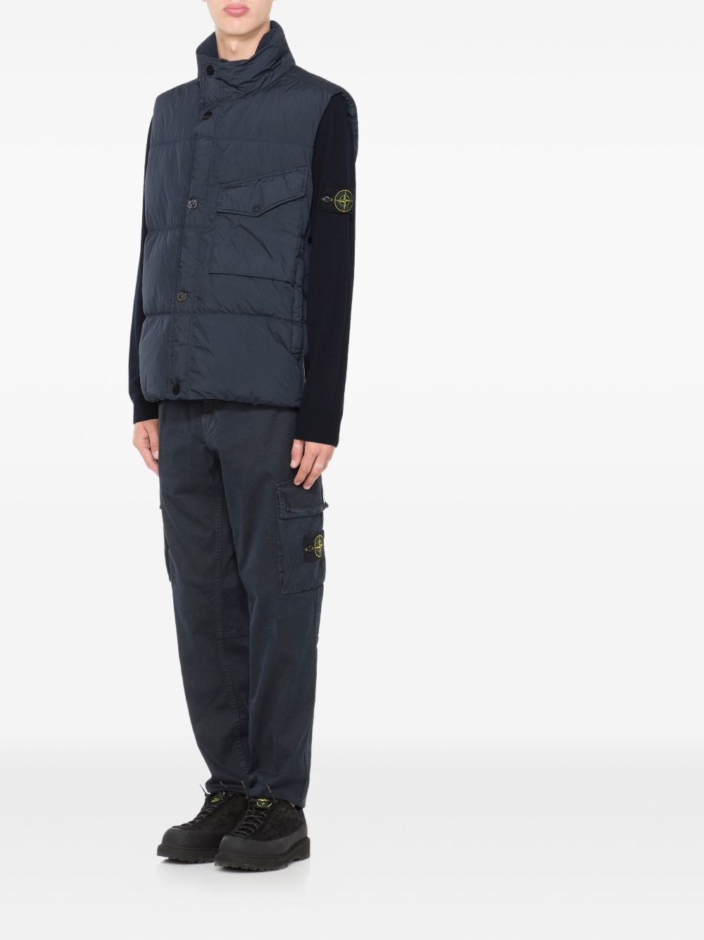logo-patch padded vest - 3