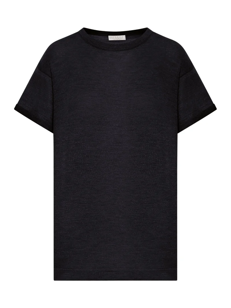 Brunello Cucinelli Women Lightweight Cashmere And Silk Sweater With Lurex Inserts - 1