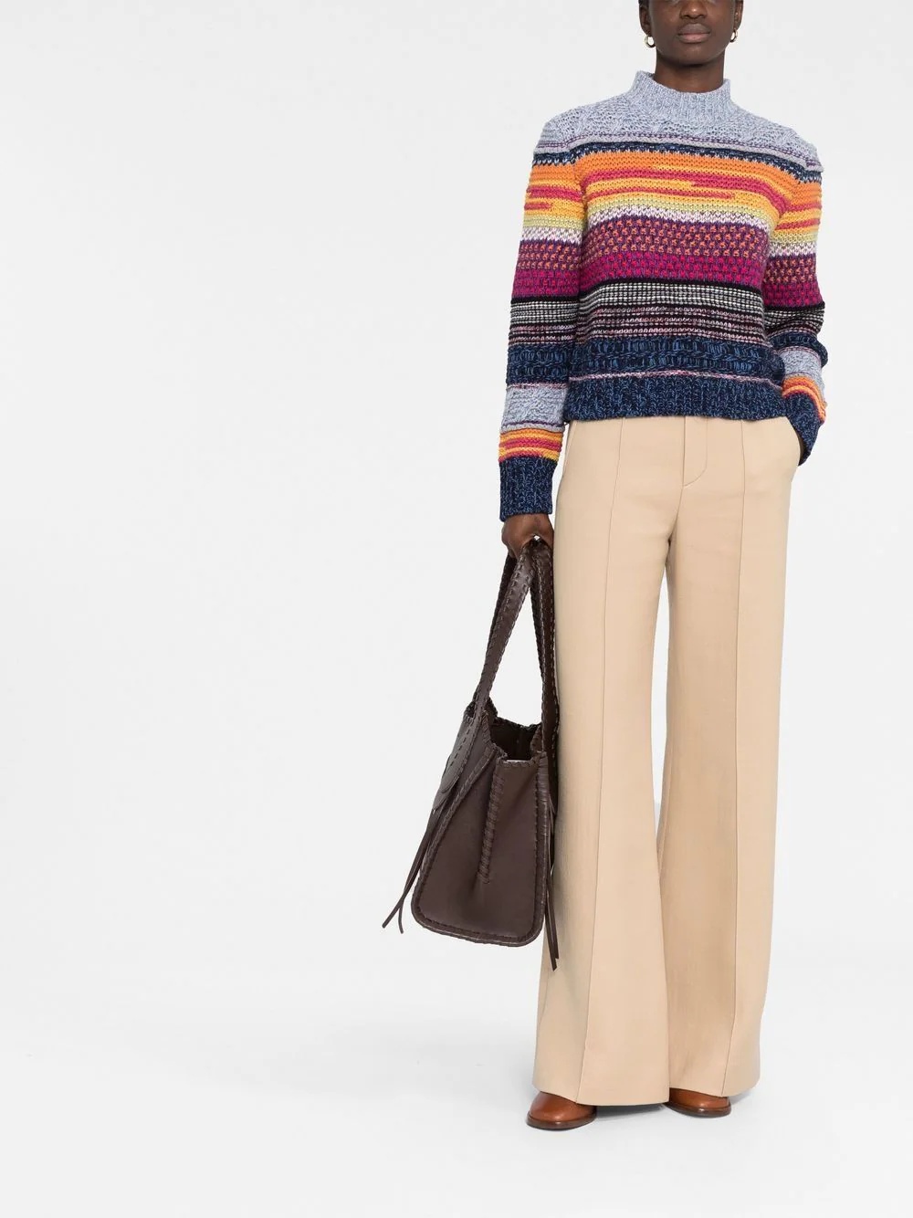 striped mock neck jumper - 2