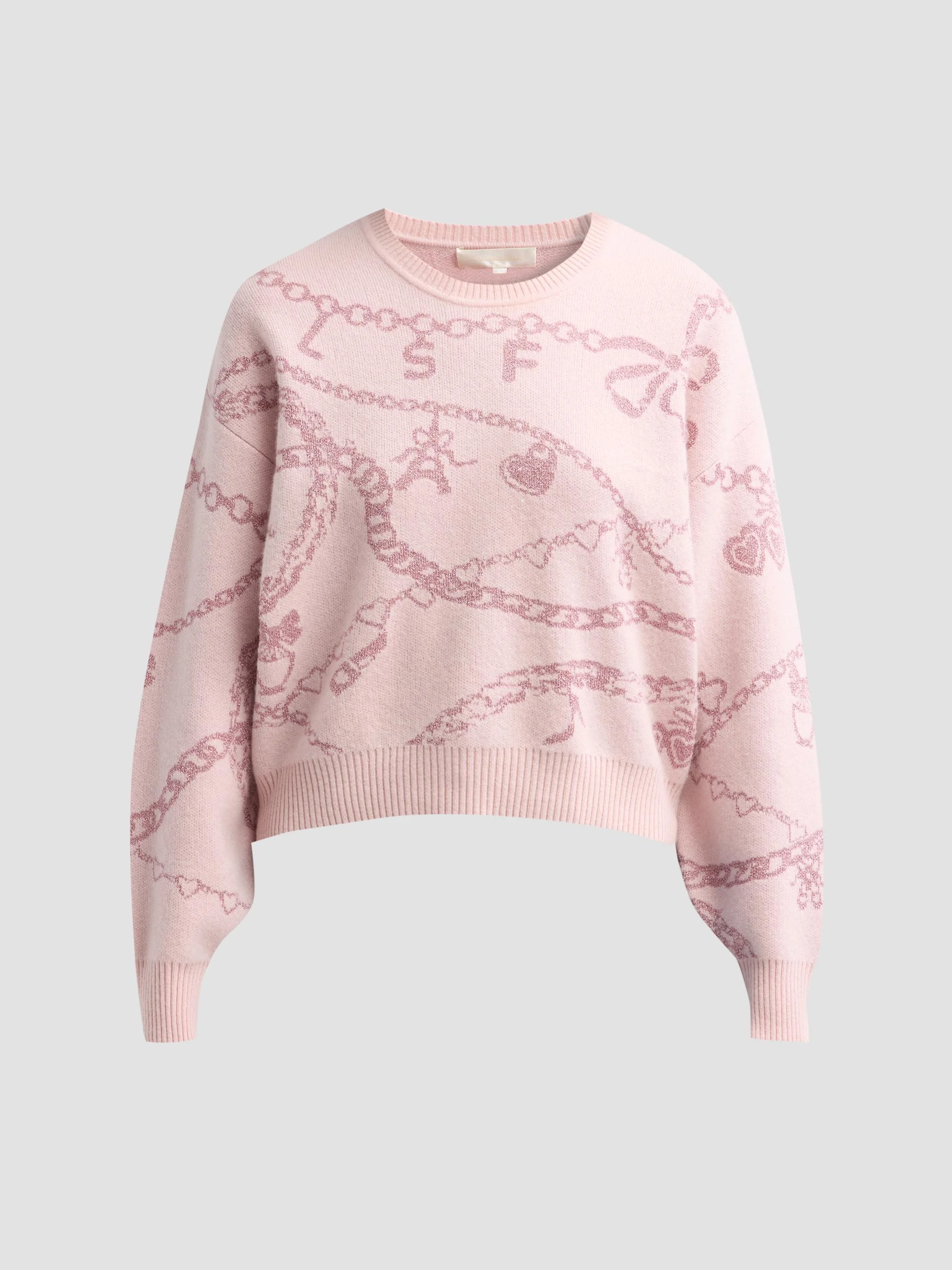 Women's Calindra Metallic Wool-Blend Crewneck Sweater - Teacup Pink - 1