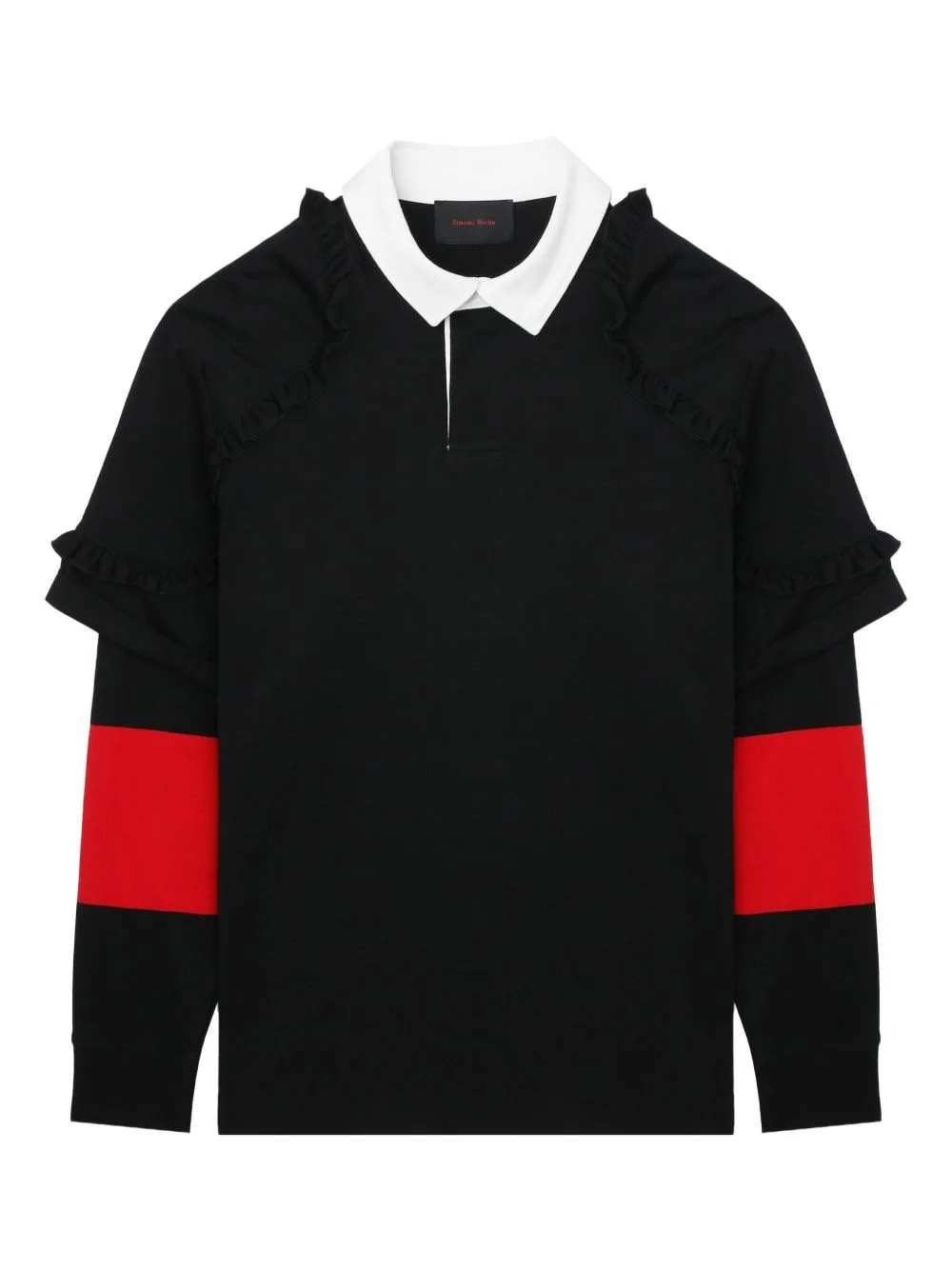 ruffled-sleeve rugby polo shirt - 1