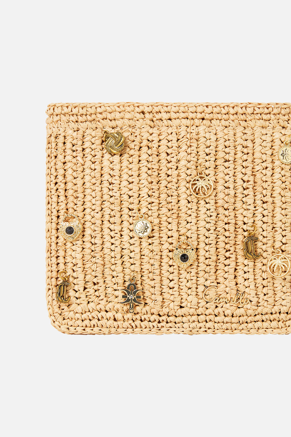 RAFFIA CLUTCH WITH CHARMS - 2