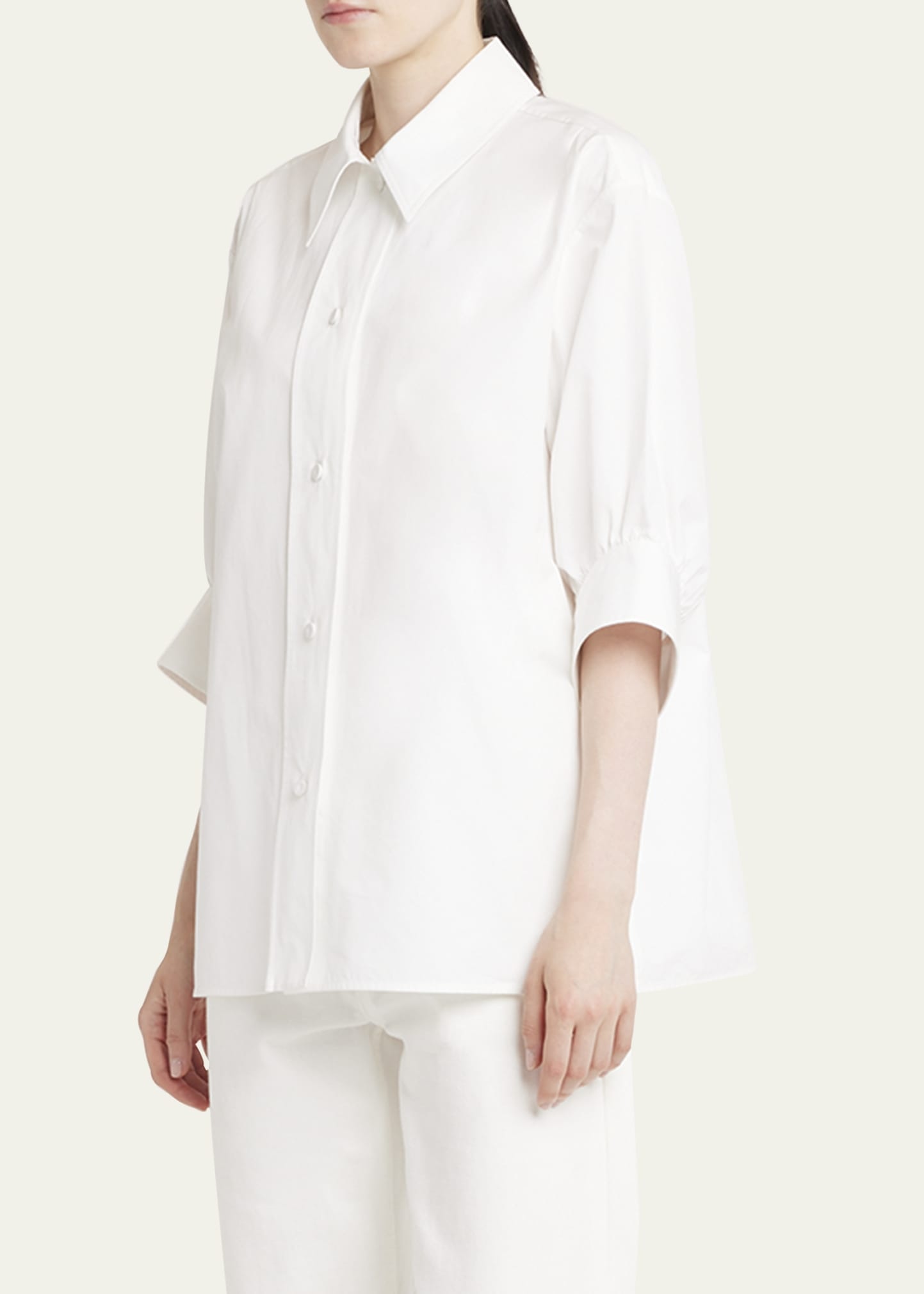 Three-Quarter Sleeve Poplin Blouse - 4