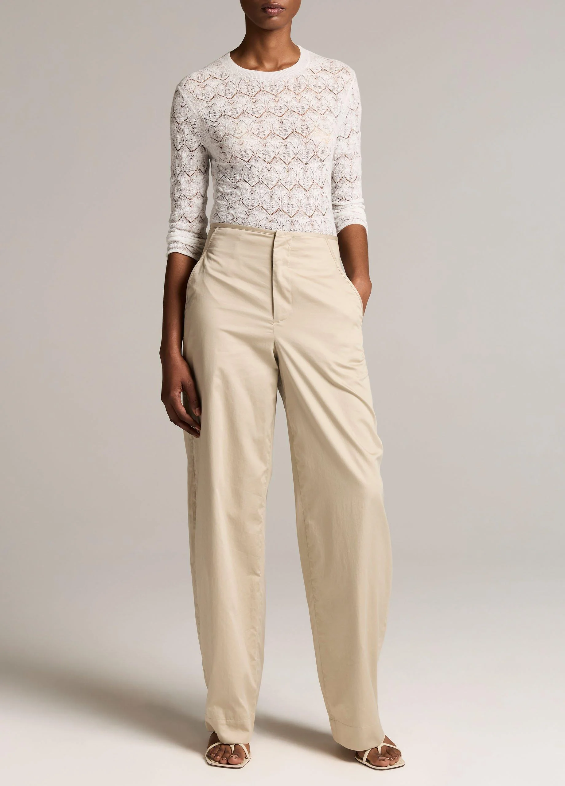 Cotton High-Rise Elastic-Waist Trouser - 1