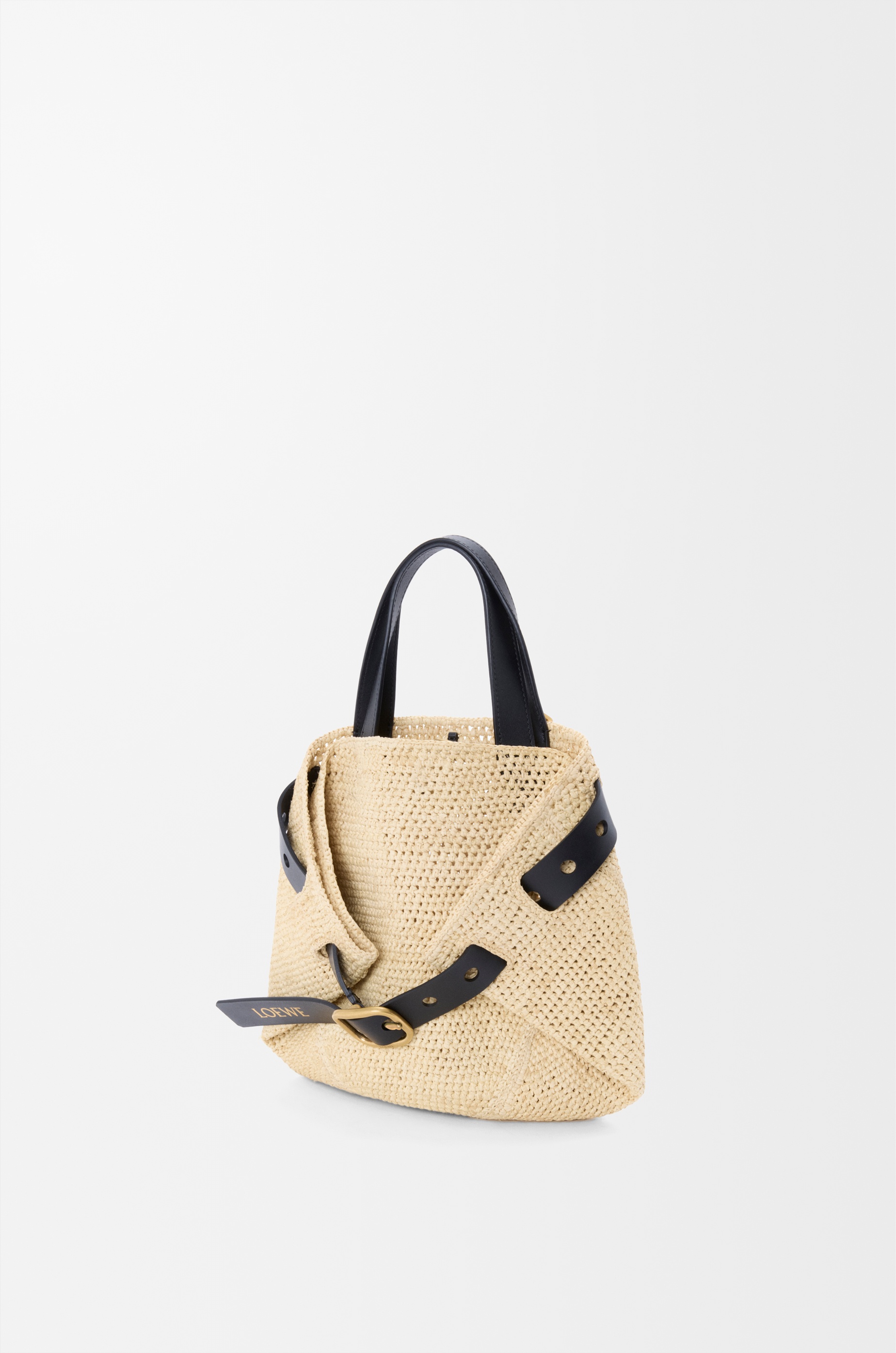 Mini Punch Hole shopper in raffia - 4
