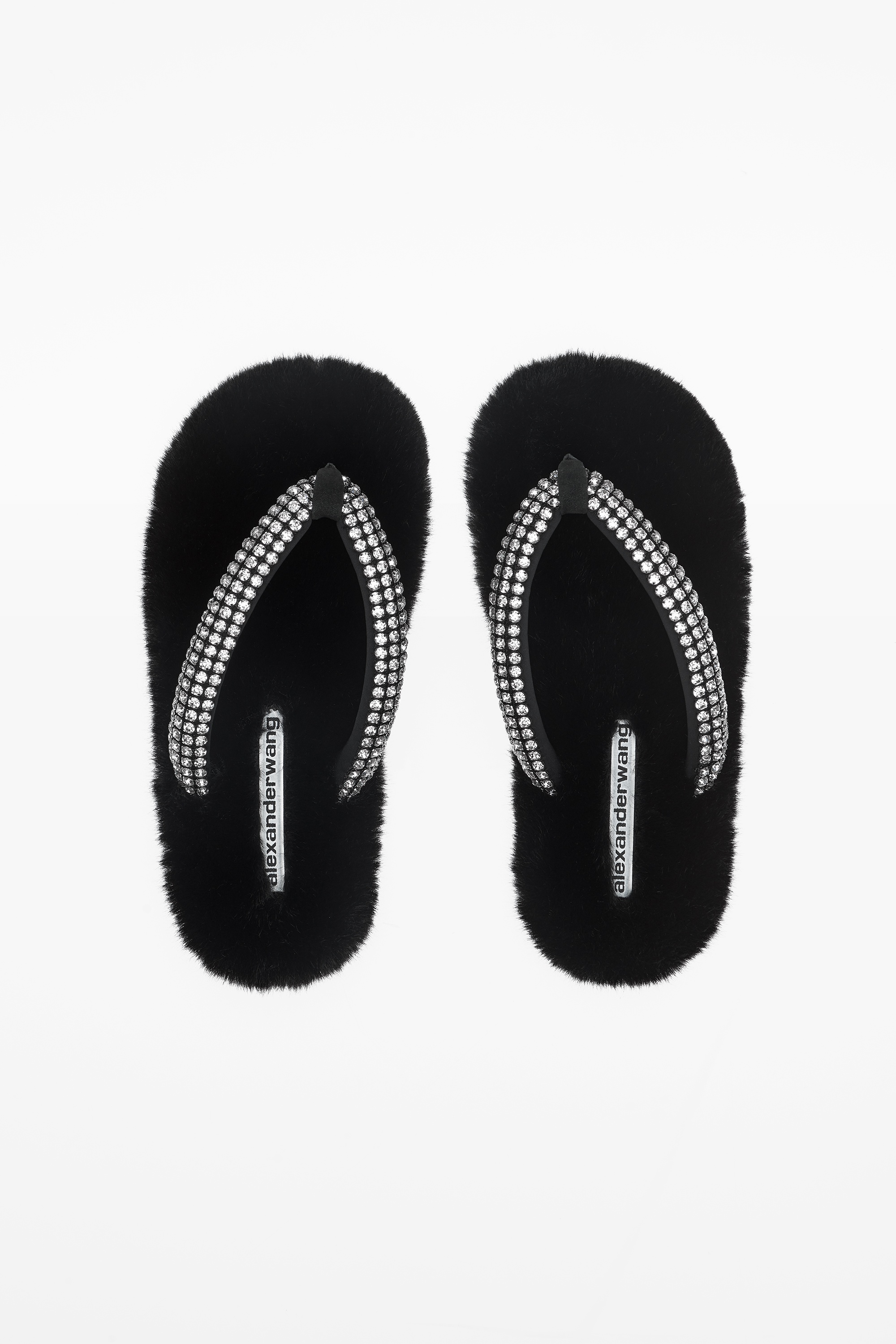 MOTEL SLIPPER THONG IN CRYSTAL FAUX FUR - 5