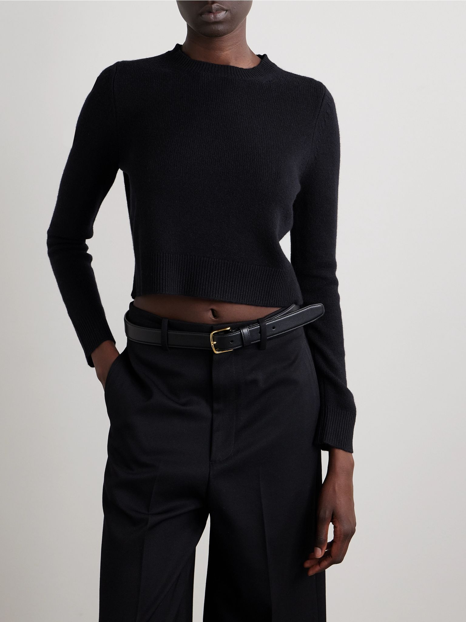 Venus cropped cashmere sweater Navy - 3