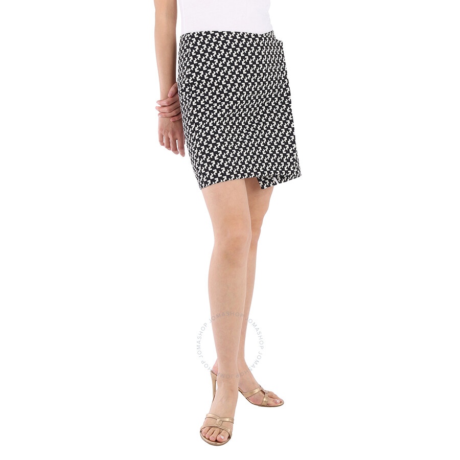 Off-White Ladies White Black Abstract-print Wrap Skirt - 4