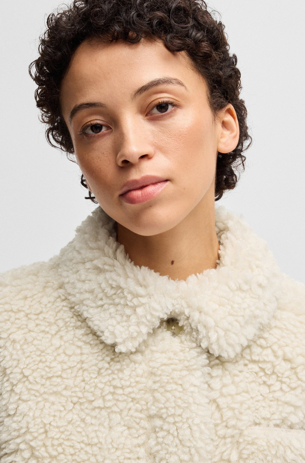 FAUX-FUR COAT WITH CHEST POCKET - 5