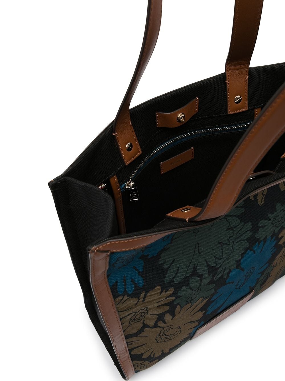 floral-print leather-trim tote bag - 5