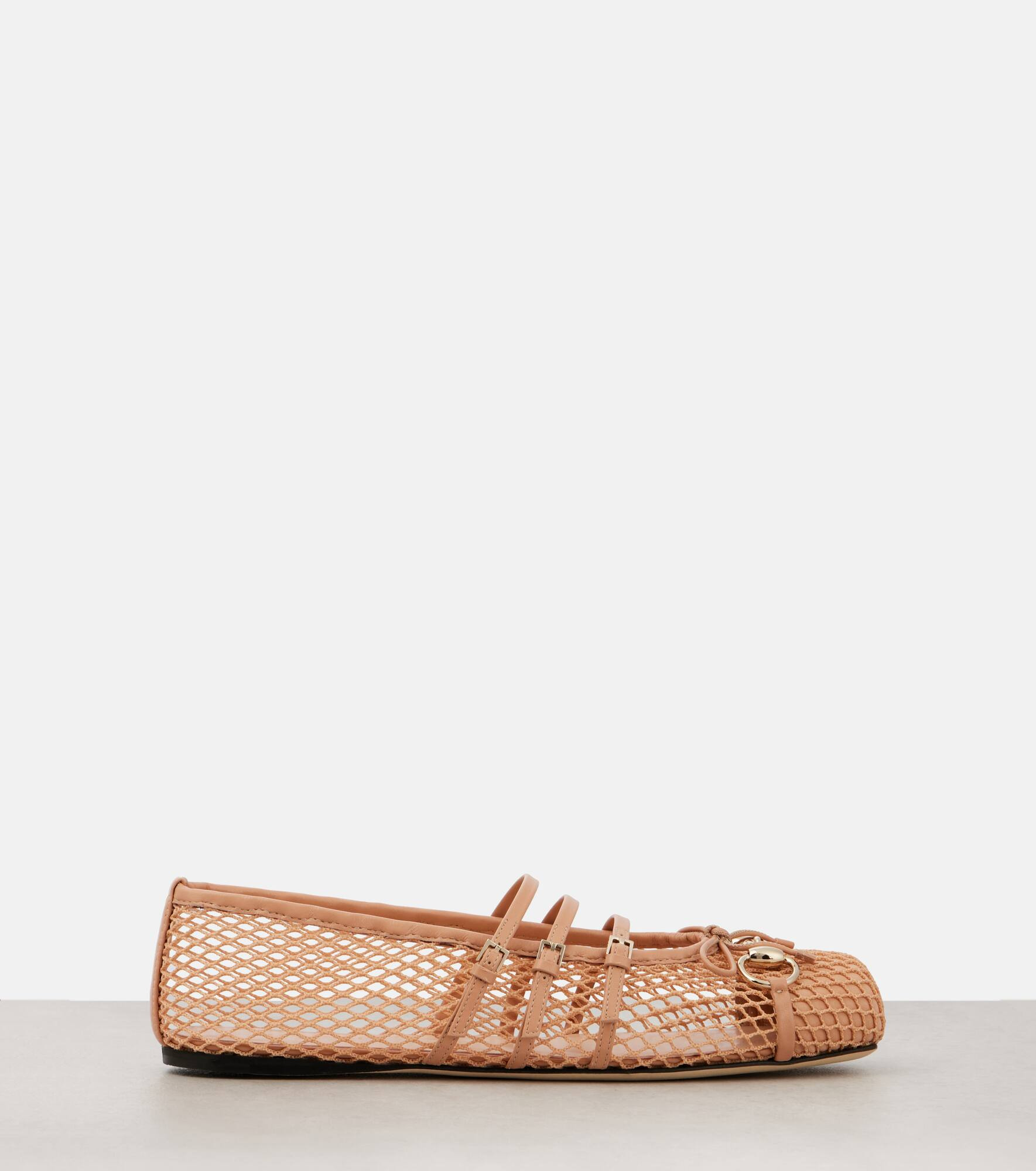 Horsebit leather-trimmed mesh ballet flats - 4