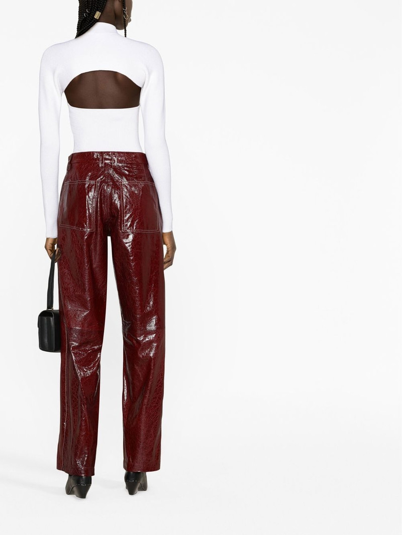 high-shine finish trousers 3