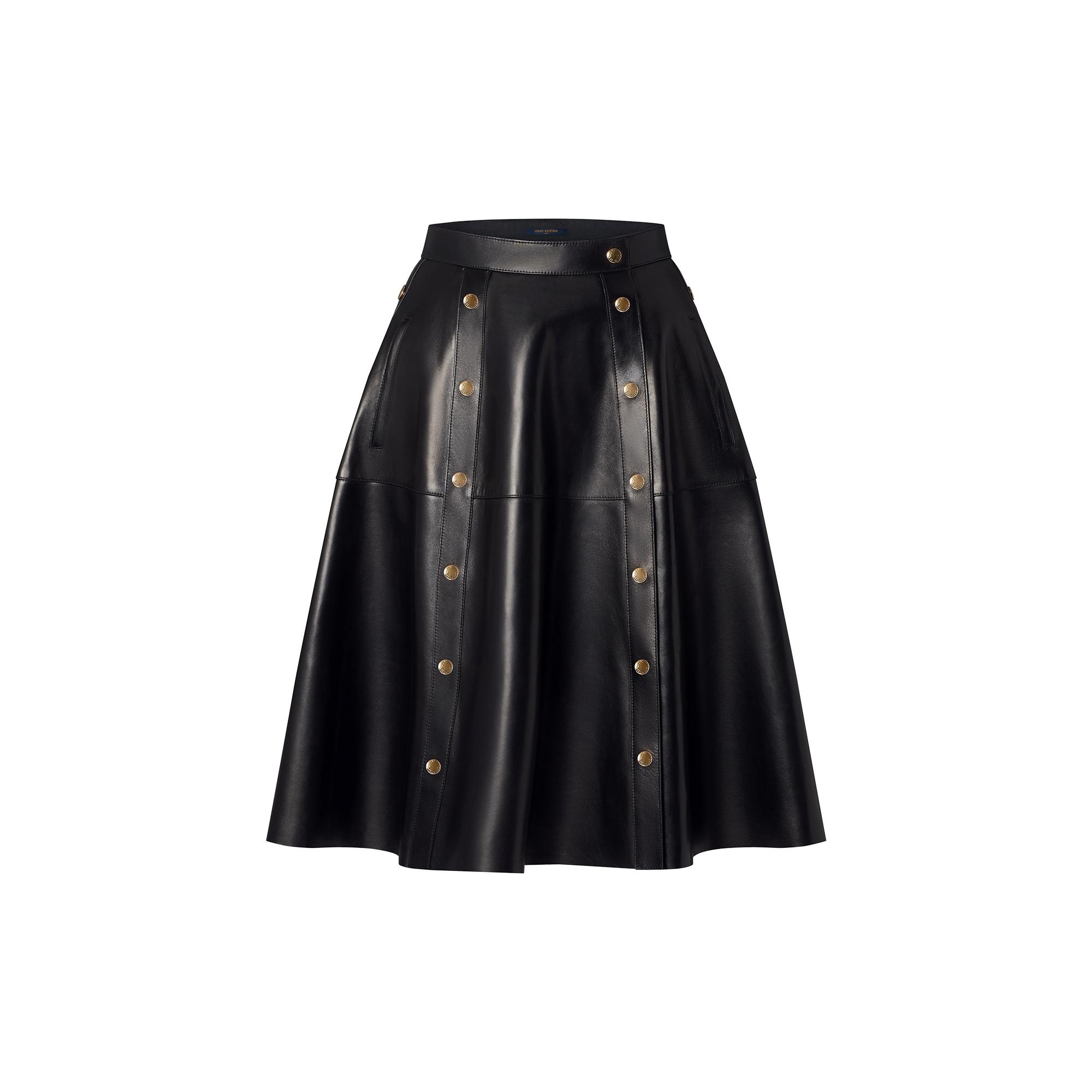 Snap Button Leather Skirt - 1