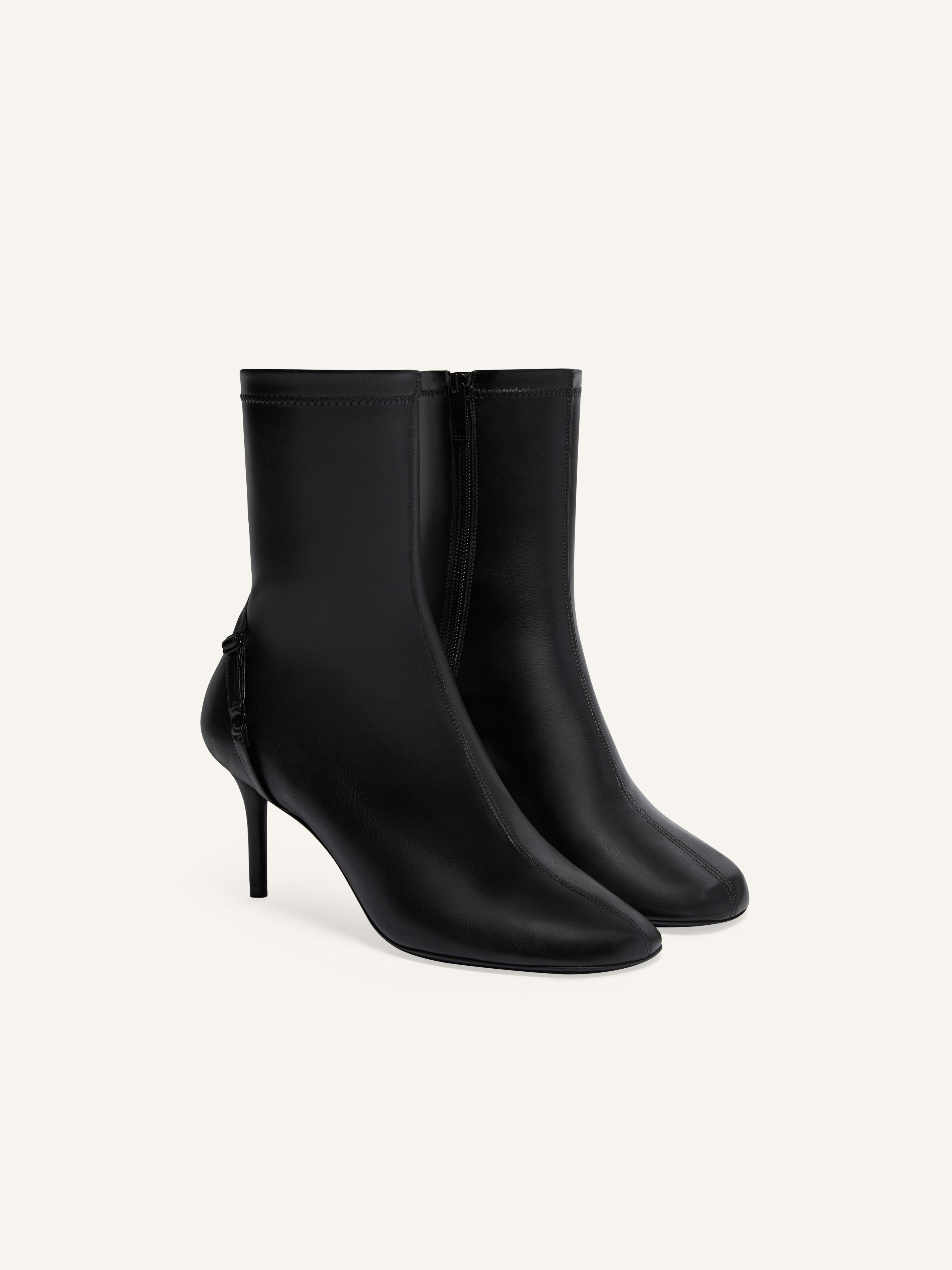 OBLIQUE STRETCH LEATHER EFFECT ANKLE BOOTS - 2