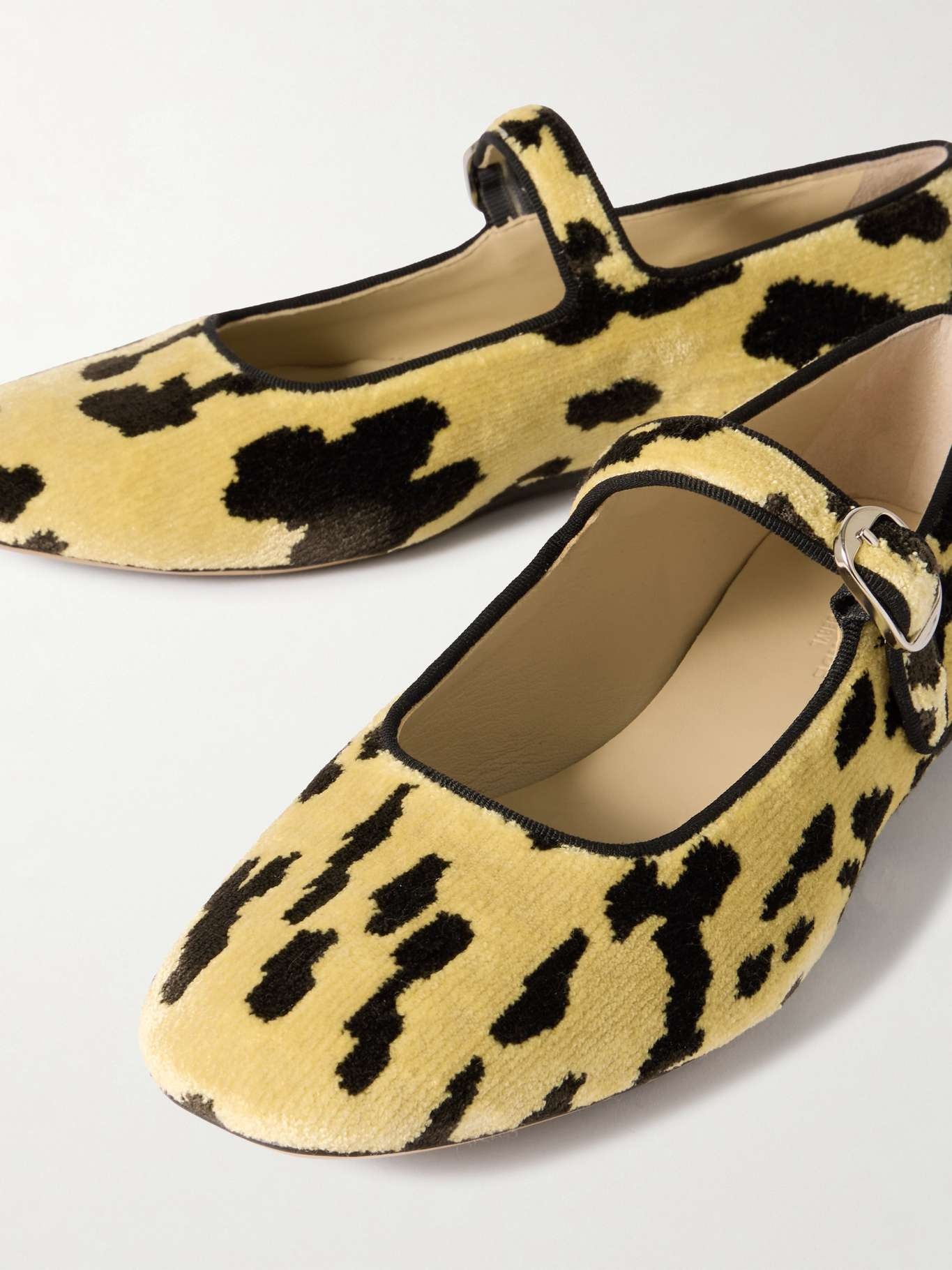 Stella leopard-print ribbed velvet Mary Jane ballet flats Leopard print - 4