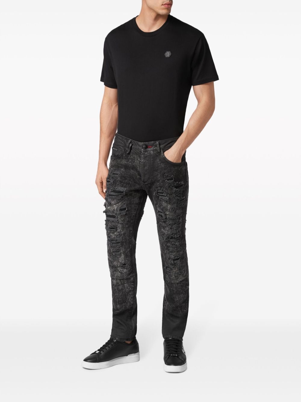 mid-rise distressed jeans - 2