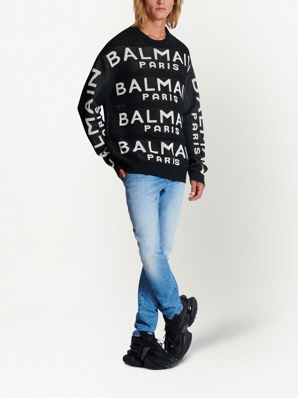 logo-intarsia knitted jumper - 2