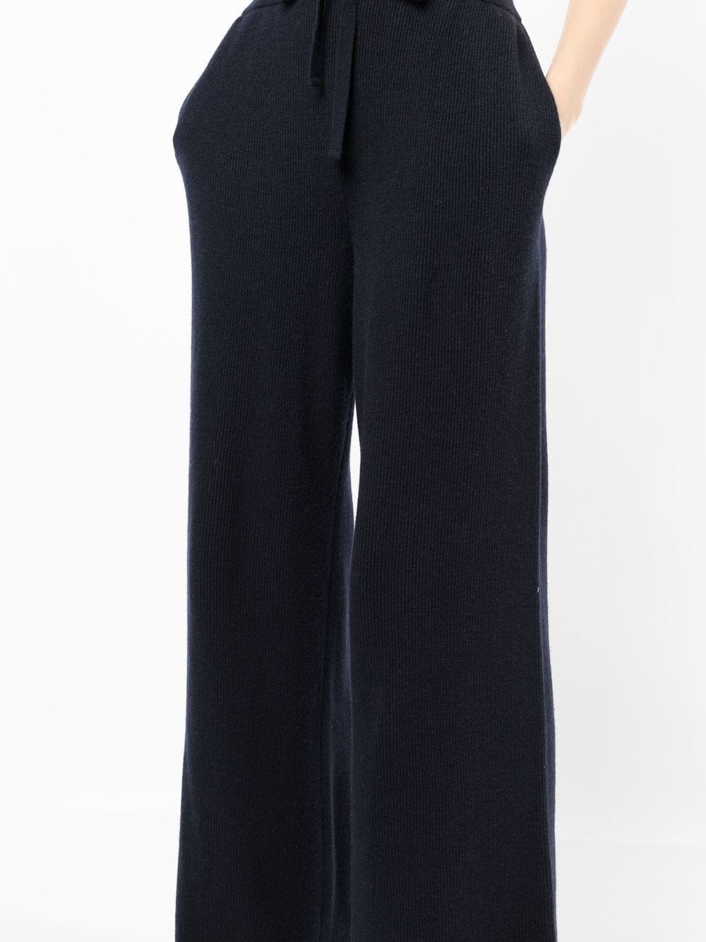 ribbed drawstring wide-leg trousers - 5
