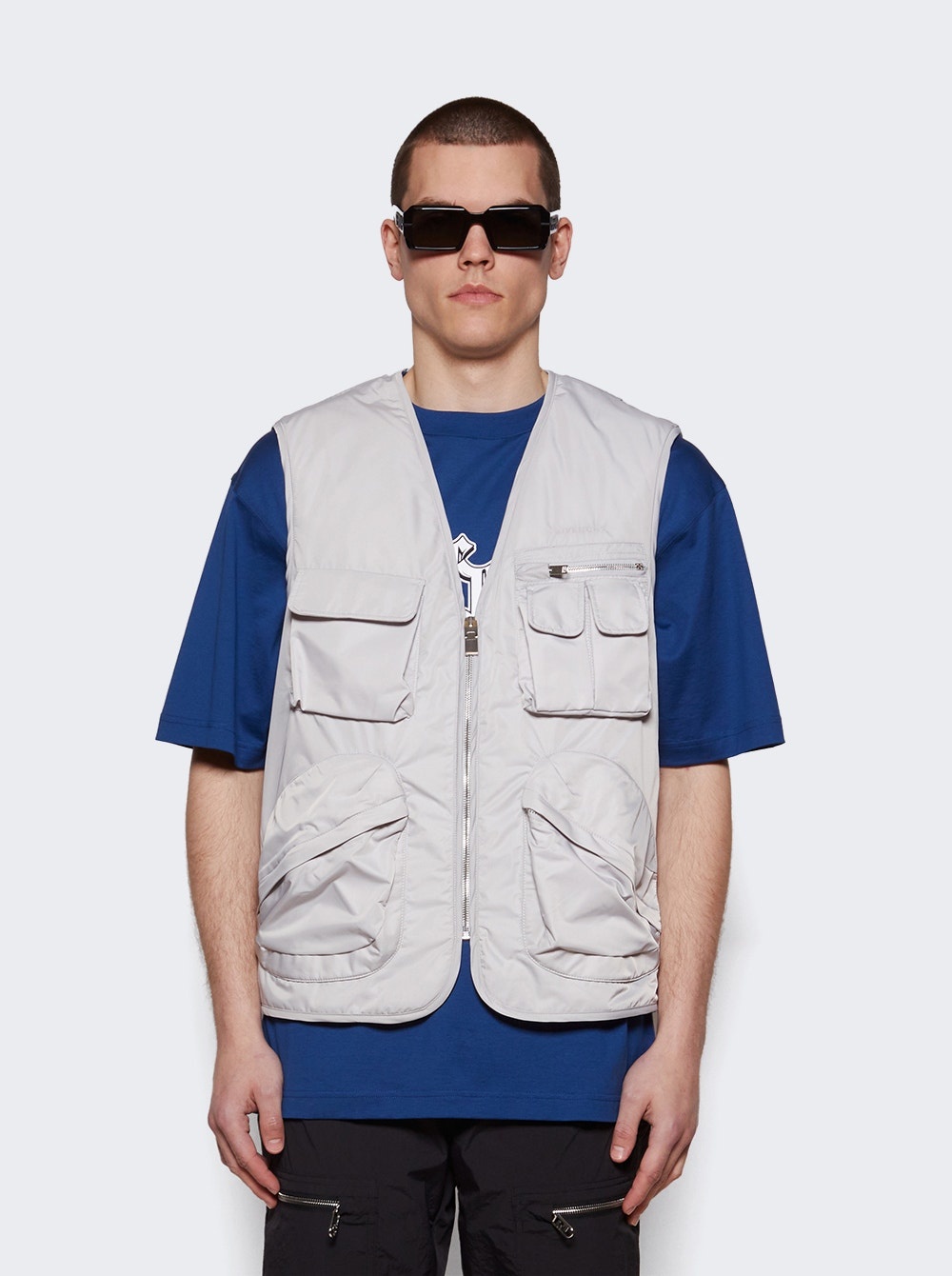 Multipocket Sleeveless Vest Pearl Grey - 3