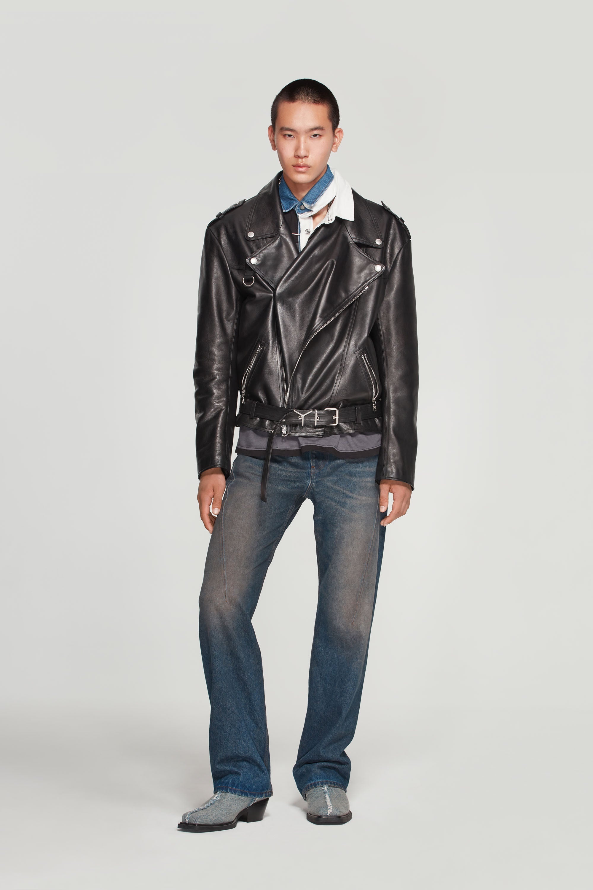 Twisted Lapel Biker Jacket - 2