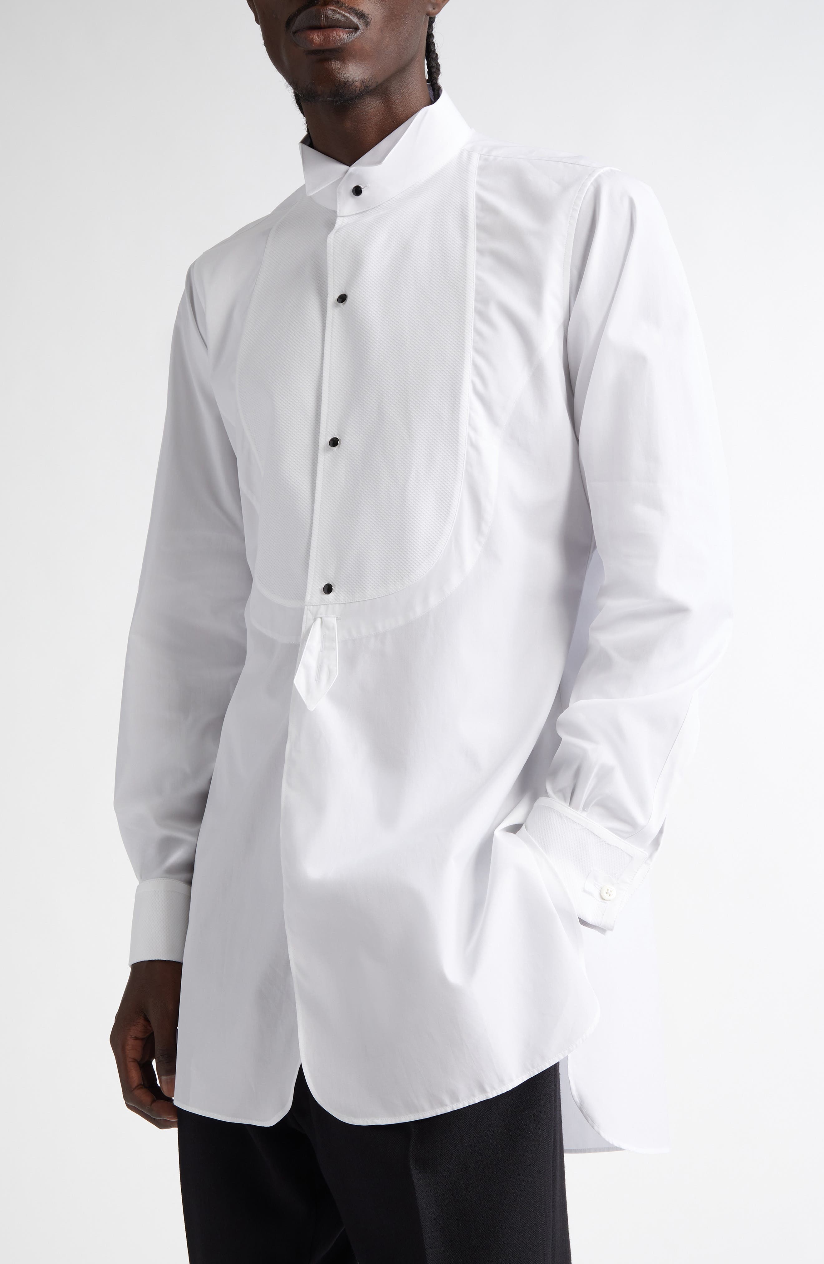 Maison Margiela Cotton Poplin Tuxedo Shirt in White at Nordstrom - 5
