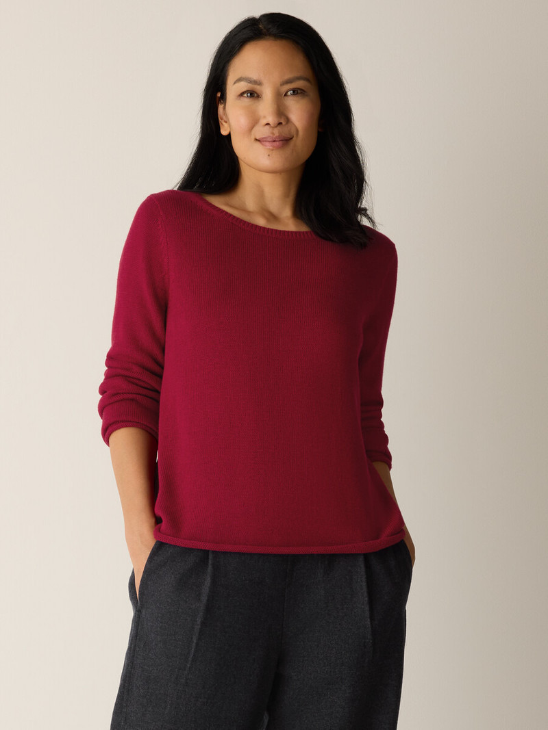 EILEEN FISHER Peruvian Cotton Blend Bateau Neck Top outlook