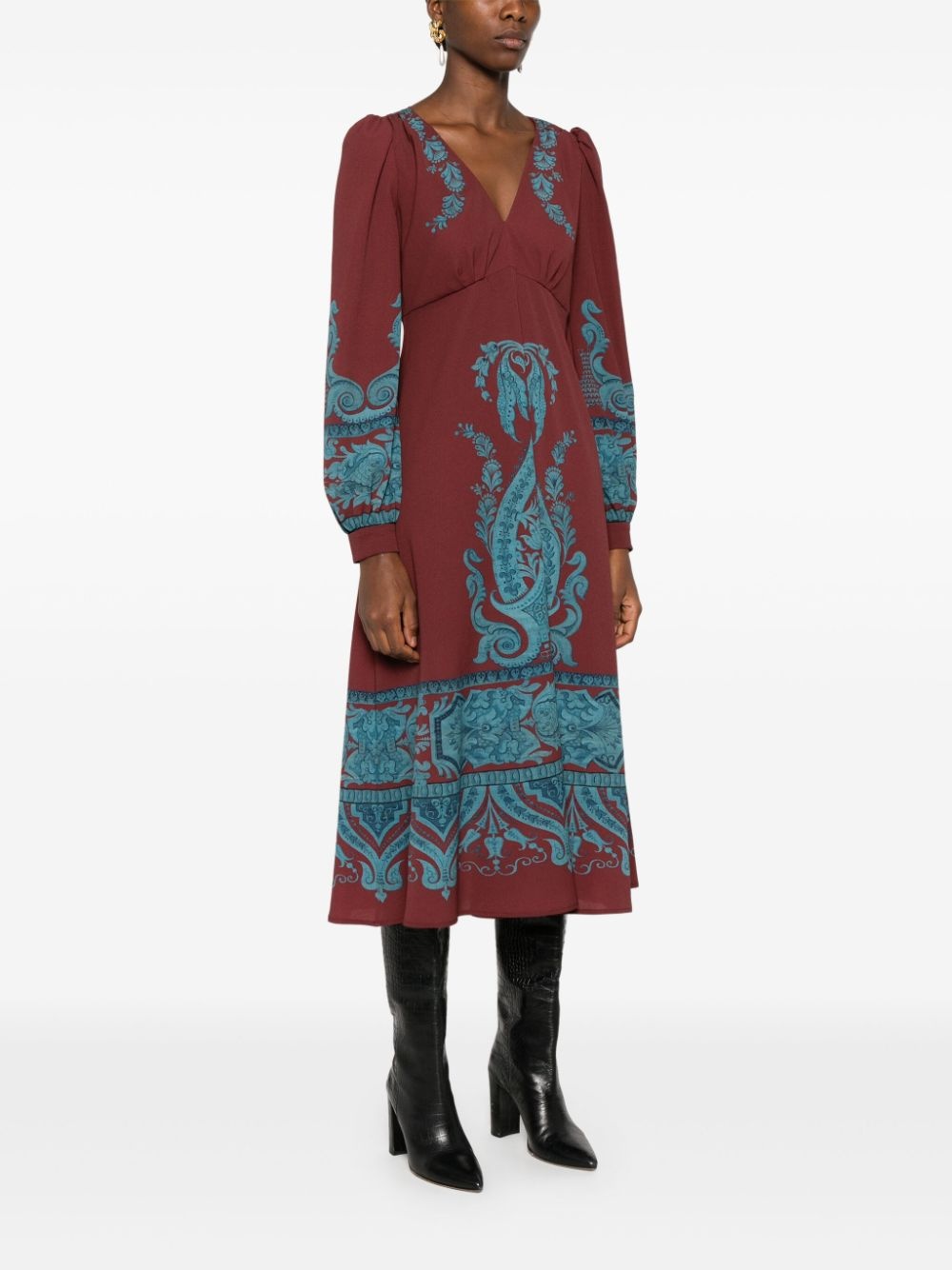 paisley midi dress - 3