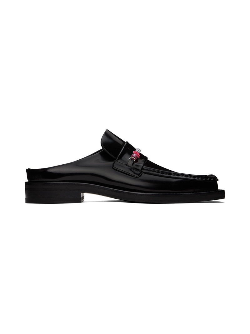 Black Beaded Square Toe Loafers 1