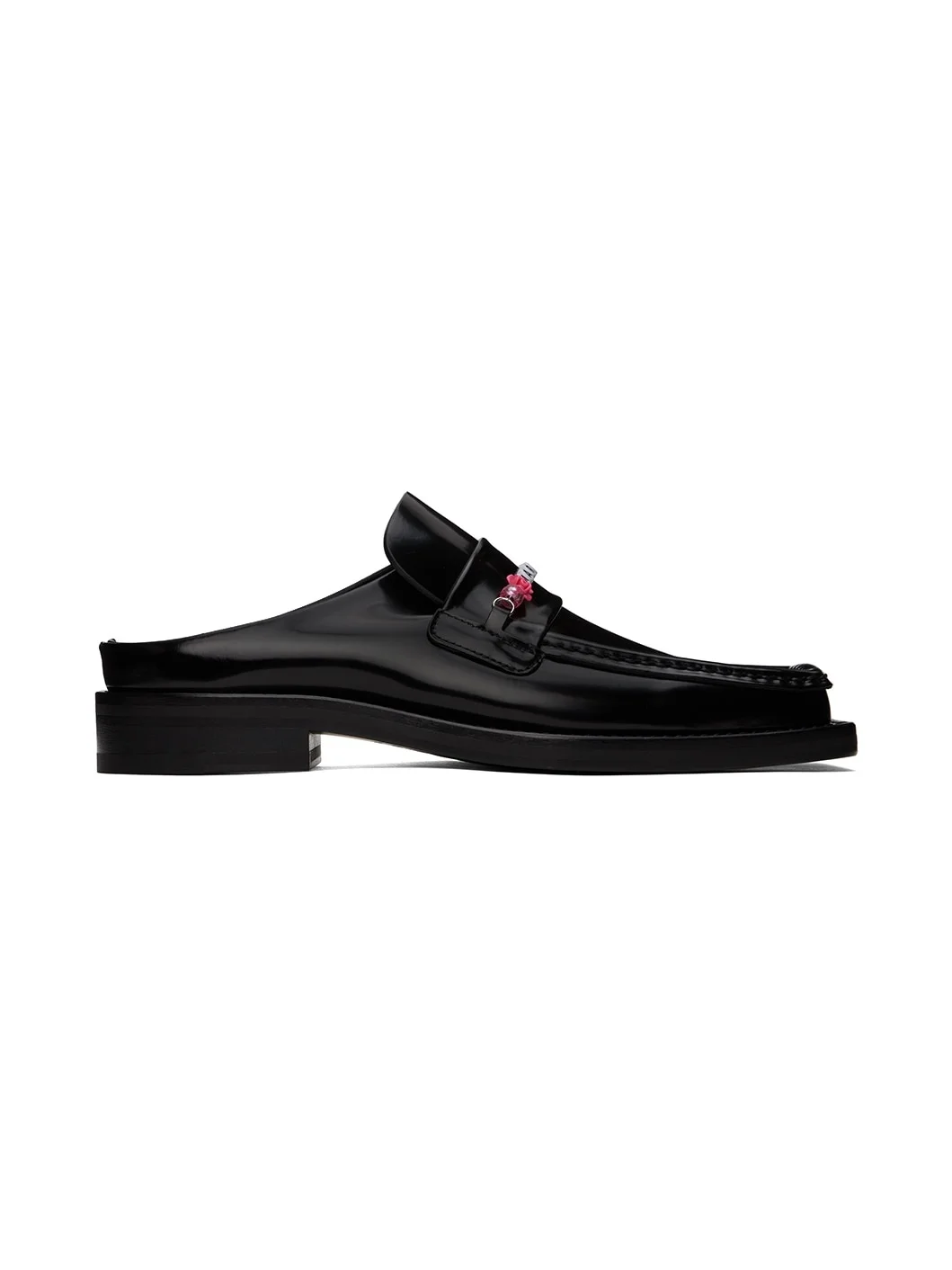 Black Beaded Square Toe Loafers - 1