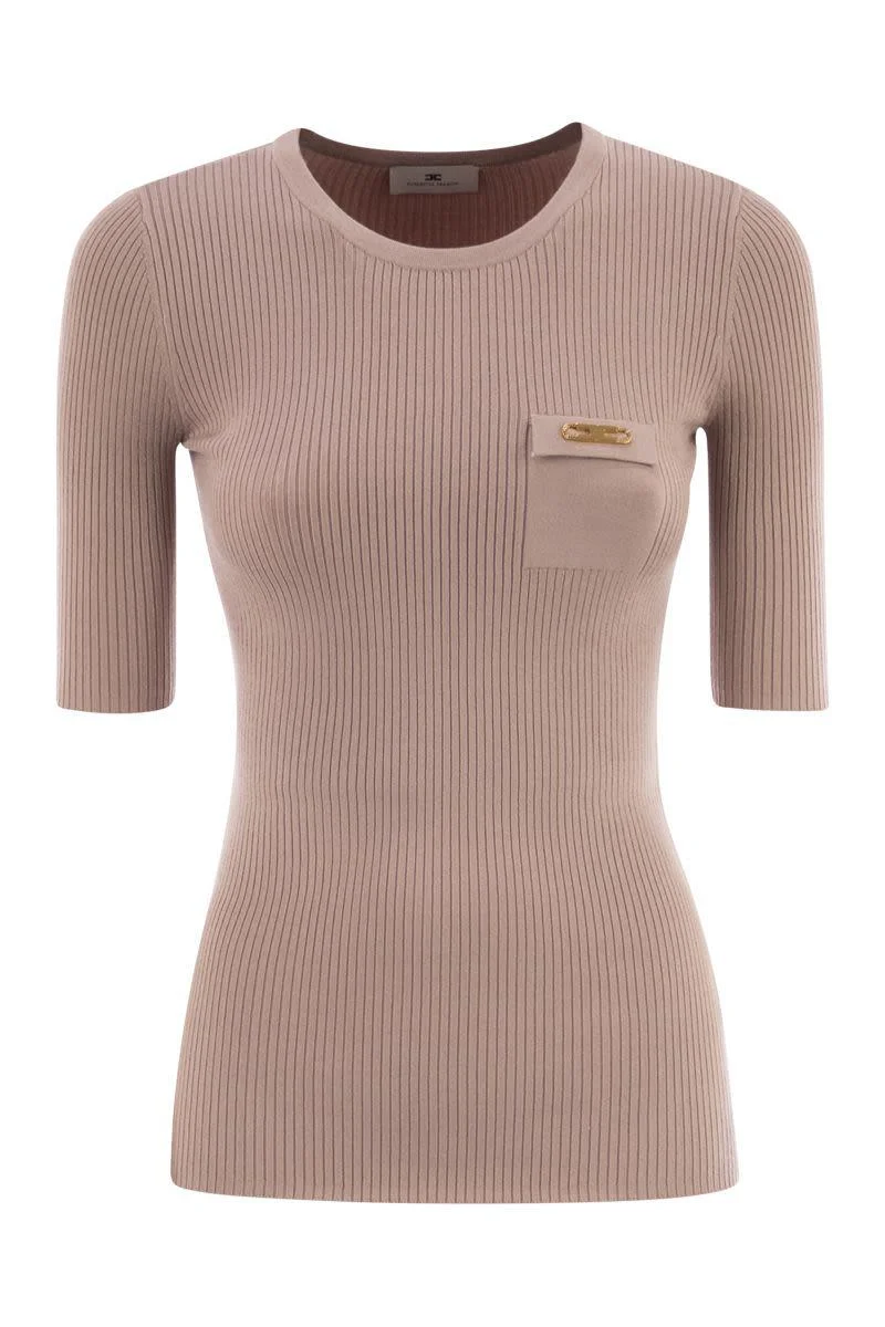 Elisabetta Franchi Ribbed Jumper With Pocket - 1