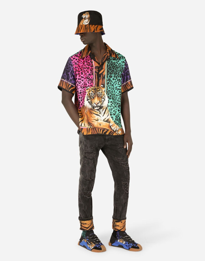 Dolce & Gabbana Reversible bucket hat in tiger-print nylon outlook