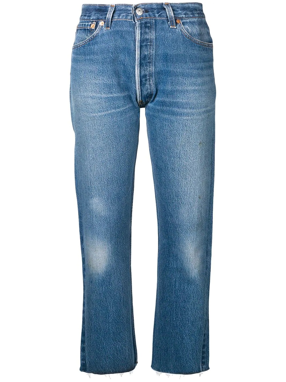 Stove pipe denim cropped jeans - 1