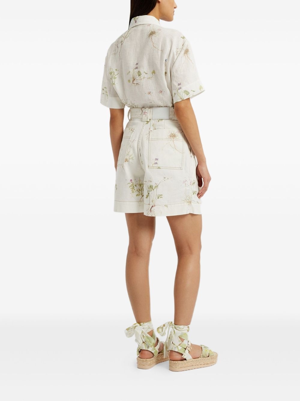 floral-print denim shorts - 4