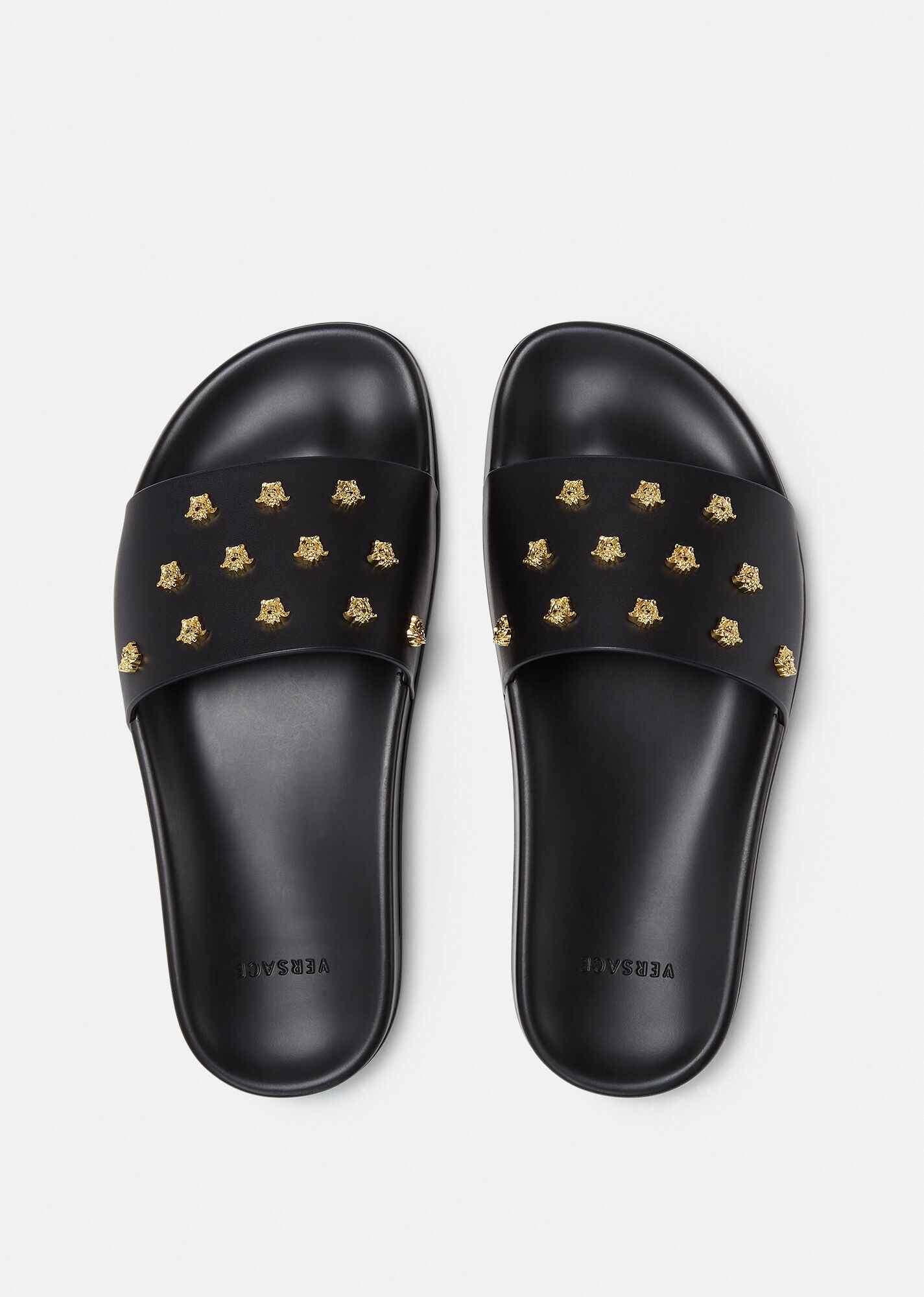 Medusa Stud Leather Slides - 3