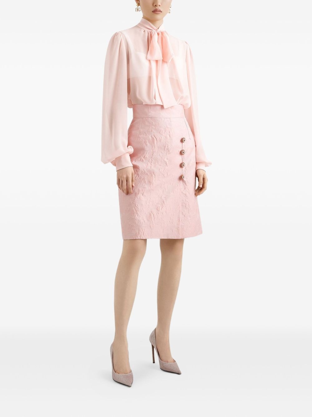 jacquard button-embellished skirt - 2