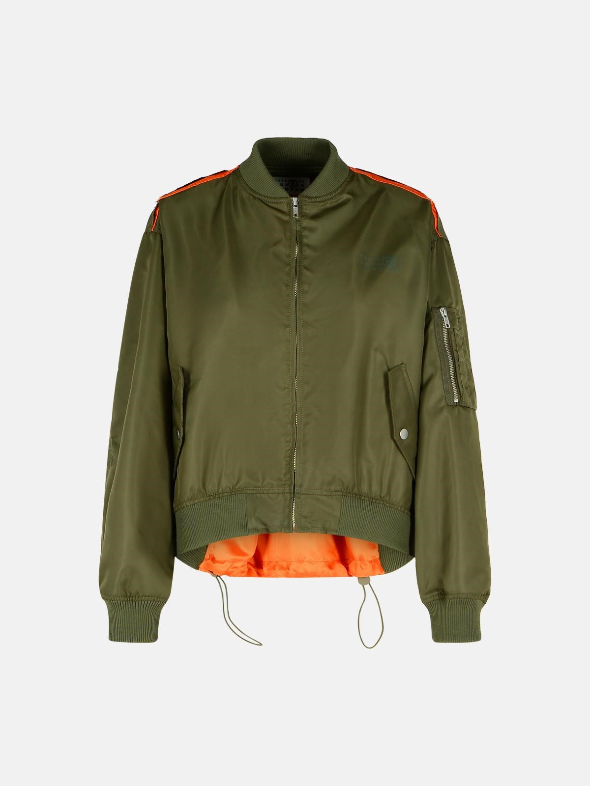 BOMBER JACKET IN GREEN POLYAMIDE - 1